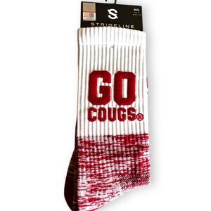 NWT Strideline Washington State Cougars Crew Socks Red White Supportive Fit M/L